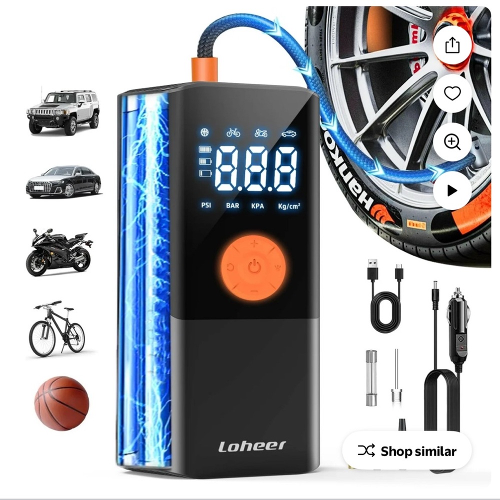 Compact Tire Inflator with Digital Display
